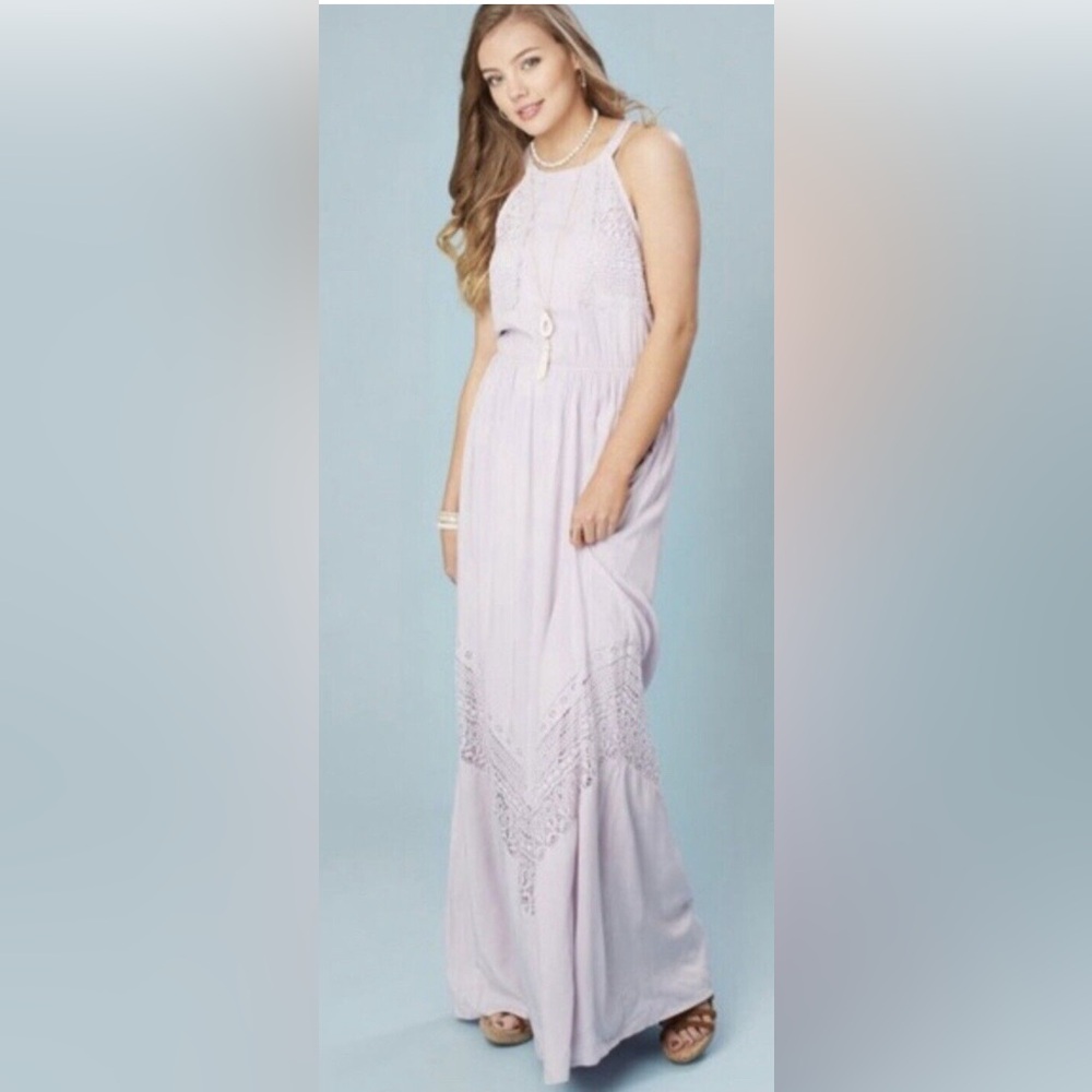 Altar’d State Women’s Medium Purple Lilac Crochet Sleeveless Boho Romantic Dress